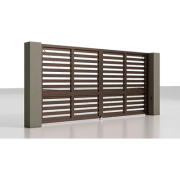 Распашные ворота Alutech Prestige 5000×2000, 96 мм, разреженный горизонтальный профиль, RAL 8017