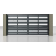 Распашные ворота Alutech Prestige 4000×2000, 68 мм, разреженный горизонтальный профиль, RAL 7016