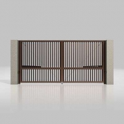 Распашные ворота Alutech Prestige 4000×2000, 96 мм, разреженный горизонтальный профиль, RAL 8017